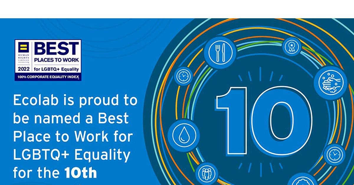 Ecolab Named Best Place to Work for LGBTQ+ Equality