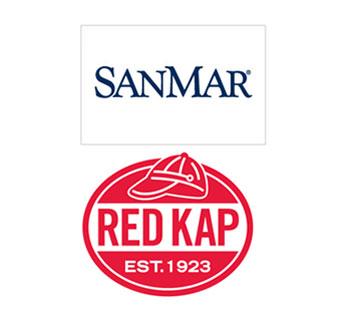Red Kap and SanMar logos