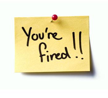 you're fired post-it note